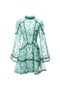 Green Floral Print High-Waisted Dress - 5