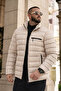 Men's Casual Pocketed Basic Lined Cream Puffer Coat