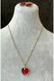 Red Color Heart Design Necklace Earring Daily Women Set - 5