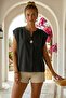 Black High Collar Low Sleeve Casual Linen Look Woven Blouse 67 60 - 4
