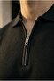 Jeff Selanik Knitted Polo Collar Half Zipper Thin Knitwear Men's T-Shirt - Black - 2