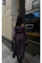 Women's Plaid Patterned Boat Neck Blouse and Asymmetrical Cut Jeans Garnished Skirt Dress - 4