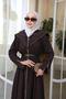 Women's Belted Zippered Long Dress Brown - 2