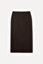 Women's Brown Button Detailed Midi Linen Skirt - 5