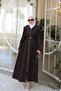 Women's Belted Zippered Long Dress Brown - 4