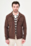 Straight Slim Fit Shirt with Collar Buttons Men's Coat Brown - 39669.26Y - 4