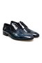 Dark Blue Lace-Up Genuine Leather Men's Shoes