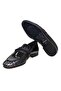 Black Gray Color Laceless Genuine Leather Men's Shoes - 3