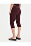 Chestnut Burgundy Organic Cotton Regular Waist 3/4 Below Knee Mini Capri Leggings - 2