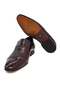 Burgundy Color Lace-Up Genuine Leather Leather Sole Men's Shoes - 3