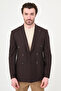 Straight Slim Fit Wide Collar Double Breasted Metal Buttoned Men's Jacket Brown - 41496.26Y - 5
