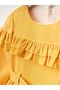 Girl's Dress with Ruffles on the Shoulder - 3