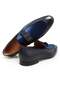 Black Color Laceless Genuine Leather Navy Blue Velvet Men's Shoes - 2