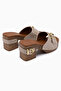 Edita Beige Belt Detailed Platform Heeled Women's Slippers - 7