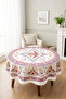 Soft Textured Printed Blue Tile Pattern Round Kitchen Living Room Garden Balcony Tablecloth 160X160