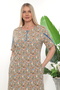 Button Detailed Blue Stripe Garnished Flower Garden Patterned Midi Length Summer Cotton Dress - 2