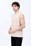 Men's Crew Neck Basic 100% Cotton Sleeveless T-Shirt Beige - 26Y 1000 - 6