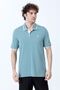Men's Polo Collar Lily Embroidered 100% Cotton T-Shirt Light Blue White - 26Y 2118 - 5