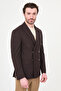 Straight Slim Fit Wide Collar Double Breasted Metal Buttoned Men's Jacket Brown - 41496.26Y - 7