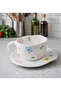 Ceramic Mug with Floral Pattern and Plate - Mother's Day Gift with Color Options - 2