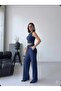Zero Neck Halter Crop Top Elastic Lace-Up Pocketed Trousers Tassel Set - 2