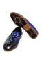 Dark Blue Color Laceless Genuine Leather Men's Shoes - 3