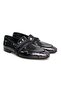Black Gray Color Laceless Genuine Leather Men's Shoes