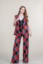 Women's Summer Red High Waist Back Slit Jacket Lapel Vest and Belted Trousers Casual Daily Office Stylish Set 1311 - 4