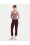 Chestnut Burgundy Organic Cotton Regular Waist 7/8 Midi Capri Leggings - 5