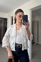 كارديجان مكرامية بأزرار ذهبية طبيعية - أبيض - 3