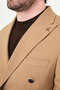 Straight Slim Fit Wide Collar Double Breasted Metal Buttoned Men's Jacket Camel - 41496.26Y - 2