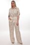 Shirt Collar and Belted Wide Leg Suit Ets1040