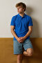 Men's Short Sleeve Cotton Blue Polo Collar T-Shirt - 4