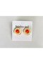 Steel Earrings Gold Colored Orange and Cream Detailed Round 316 L Steel Earrings - 2