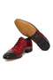 Red Color Lace-Up Genuine Leather Leather Sole Men's Shoes - 3