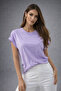 Women's Lilac Cotton Double Sleeve Detailed Crew Neck T-Shirt - 6