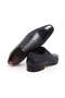 Dark Blue Color Laceless Genuine Leather Men's Shoes - 2