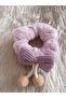 Fluffy Corded Bow and Pompom Detailed Plush Bagel Buckle (1 Piece) - 2