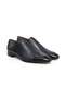 Dark Blue Color Laceless Genuine Leather Men's Shoes