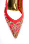 Women's Special Edition Patterned Pointed Toe Evening Dress Shoes Red - 4