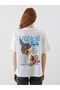 Lcw Vision Ecru Crew Neck Printed Oversize Women's T-Shirt S5Gf08Z8Nvy25 - 4