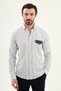 Striped Slim Fit Pocket Detailed Long Sleeve Linen Men's Shirt Navy Blue - 27138.26Y