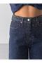 Women's Stoned Wide Leg Jean High Waist Wide Leg Denim Trousers Navy Blue