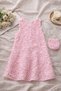 Belle model pink rose detailed girl's dress with lined bag, 3d floral special occasion princess dress - 4