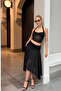 Women's Black Halter Neck Crop Blouse Lined Skirt Two-Piece Set - 5