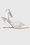 Ruby White Lace Detail Ankle Strap Women's Heeled Shoes - 5