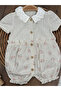 Muslin Collar, Laced Front, Buttoned Bottom, Summer Baby Girl Jumpsuit - 5