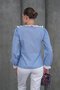 Striped Cotton Shirt with Lace Collar and Buttons on the Cuffs - 8
