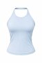 2081 Women's Halter Neck Backless Athlete Blouse Baby Blue