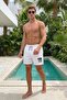 Printed Swim Shorts with Elastic Laces for Men, Lined, White, Short Length Beach Shorts Ls-95848 - 2